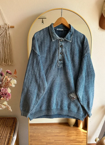 Vintage denim strickpullover - denim,