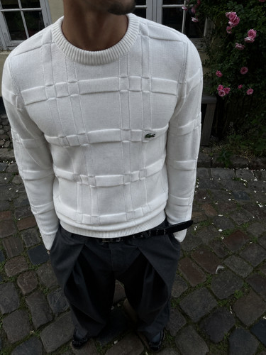 Lacoste strickpullover weiß - strickpullover,