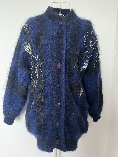 Vintage mohair strickjacke - mohair, gr