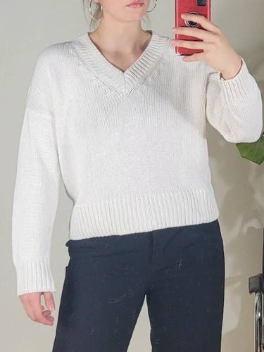 Weißer strickpullover - weißer,